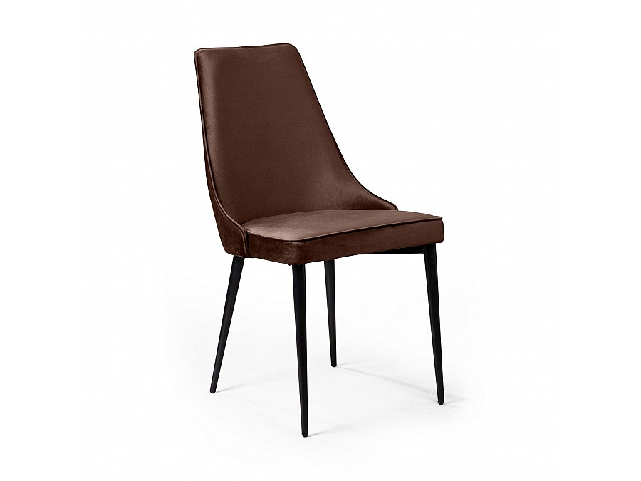 Стул Oliver, бархат коричневый 12/ чёрный конус