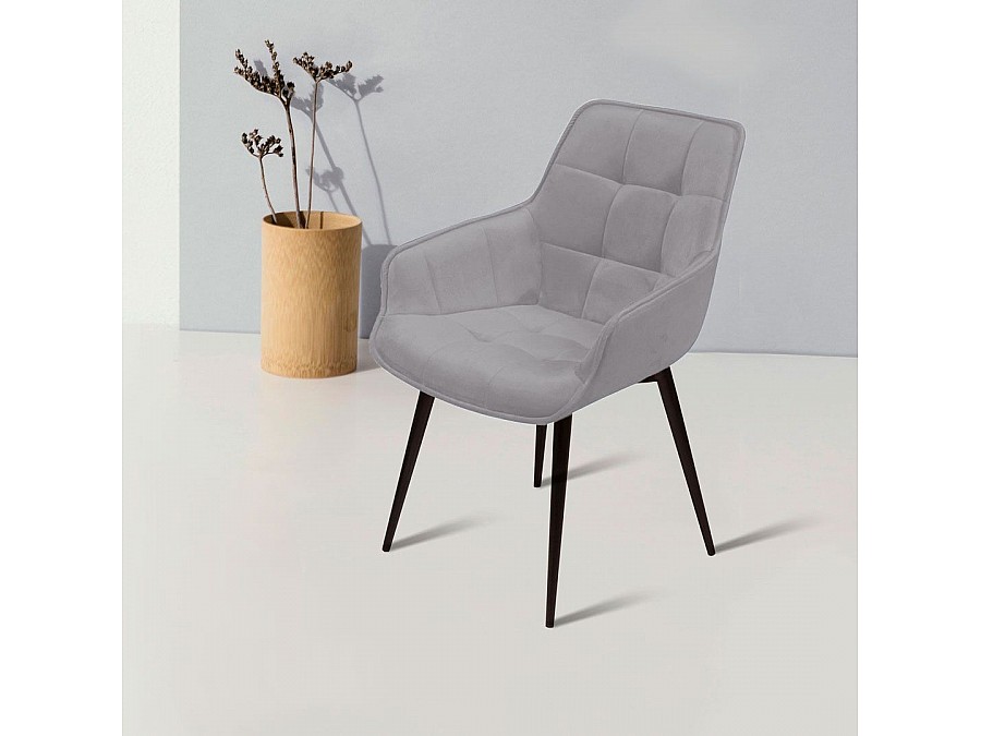 Стул с подлокотниками Capri, бархат светло-серый 26 / опора конус