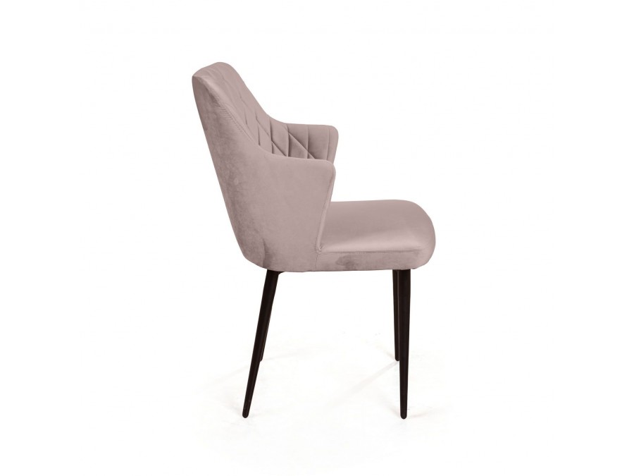 Стул с подлокотниками Hunt ромб, бархат пепельно-бежевый 25 / чёрный конус