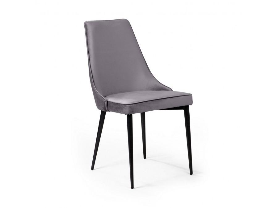 Стул Oliver, бархат светло-серый 26/ чёрный конус