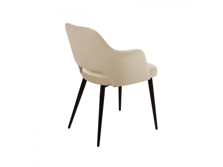 Стул William с подлокотниками, бархат бежевый 5/ черный конус