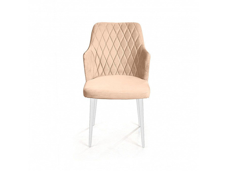 Стул с подлокотниками Hunt ромб, бархат бежевый 5 / белый конус