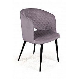 Кресло William ромб, бархат светло-серый 26/ черный конус