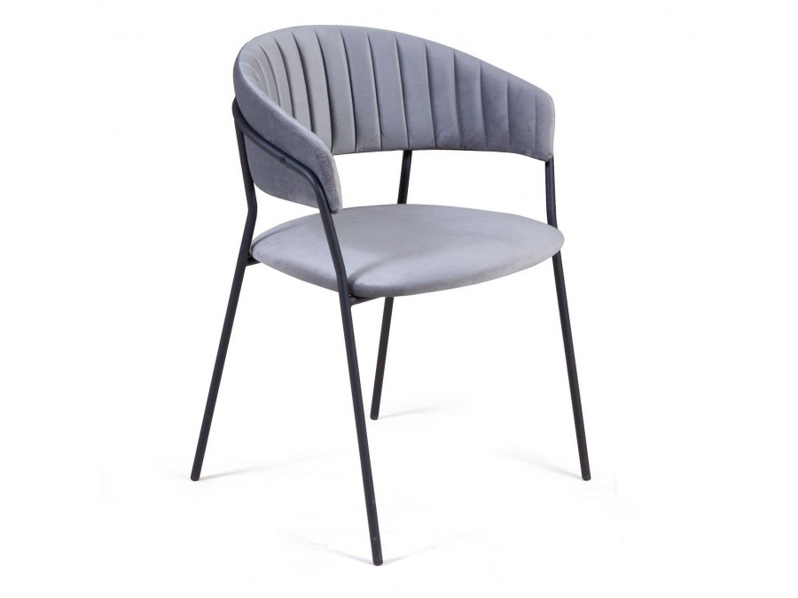 Стул Kelly с подлокотниками, велюр серый Velutto 53