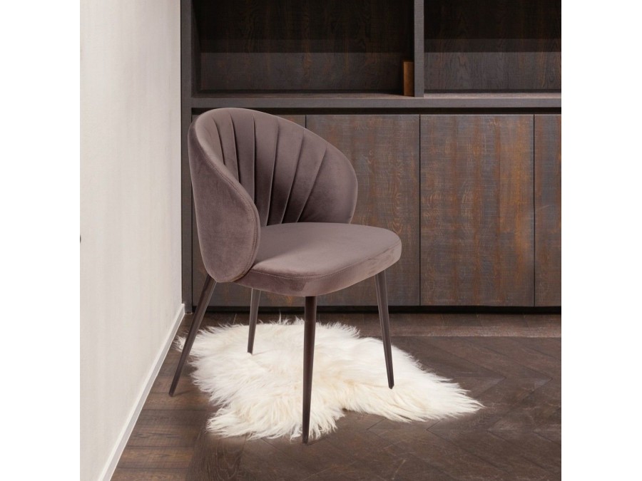 Стул Mont Blanc, бархат антрацит 14 / черный конус