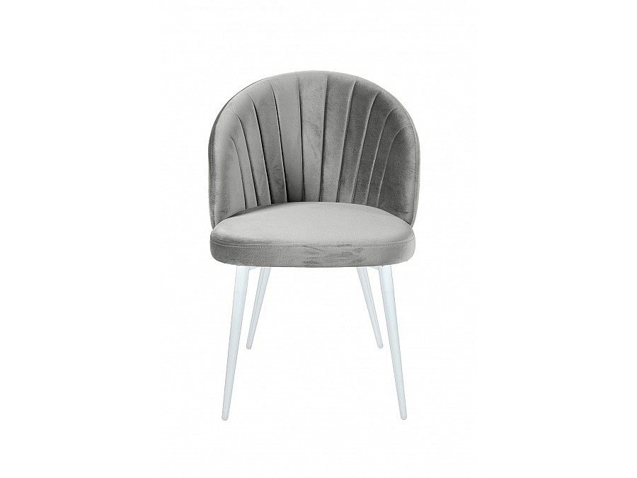 Стул Mont Blanc, бархат серый 02 / белый конус