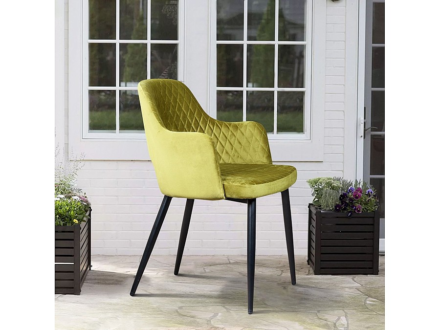 Стул с подлокотниками William,бархат оливковый