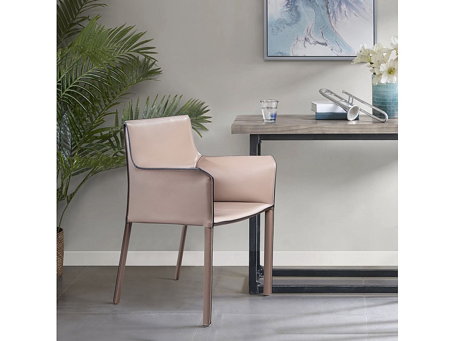 Стул с подлокотниками Barrie, кожа капучино