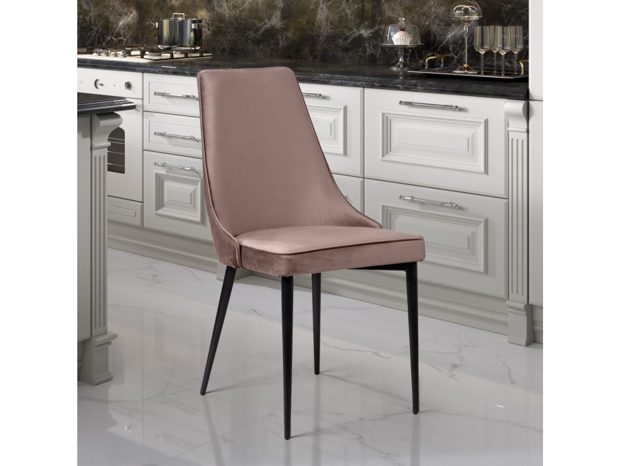 Стул Oliver, бархат пепельно-бежевый 25/ чёрный конус