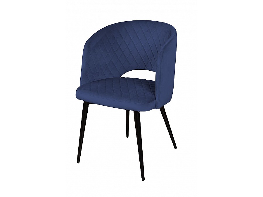 Кресло William ромб, бархат синий 29/ черный конус