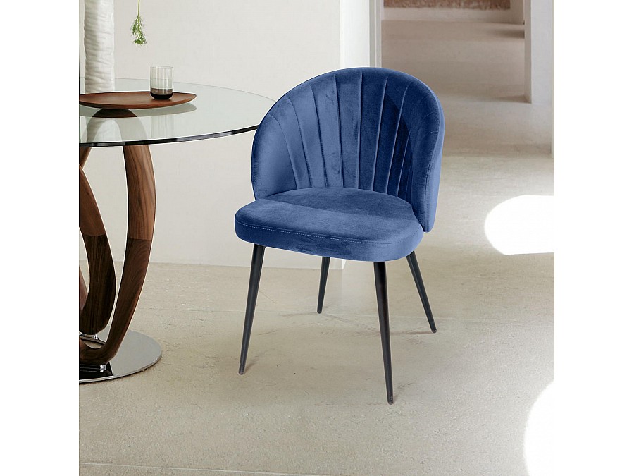 Стул Mont Blanc, бархат синий 29 / черный конус