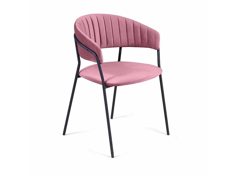 Стул Kelly с подлокотниками, бархат пудровый 15