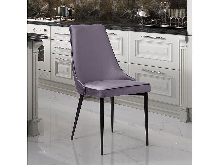 Стул Oliver, бархат серый 27/ чёрный конус