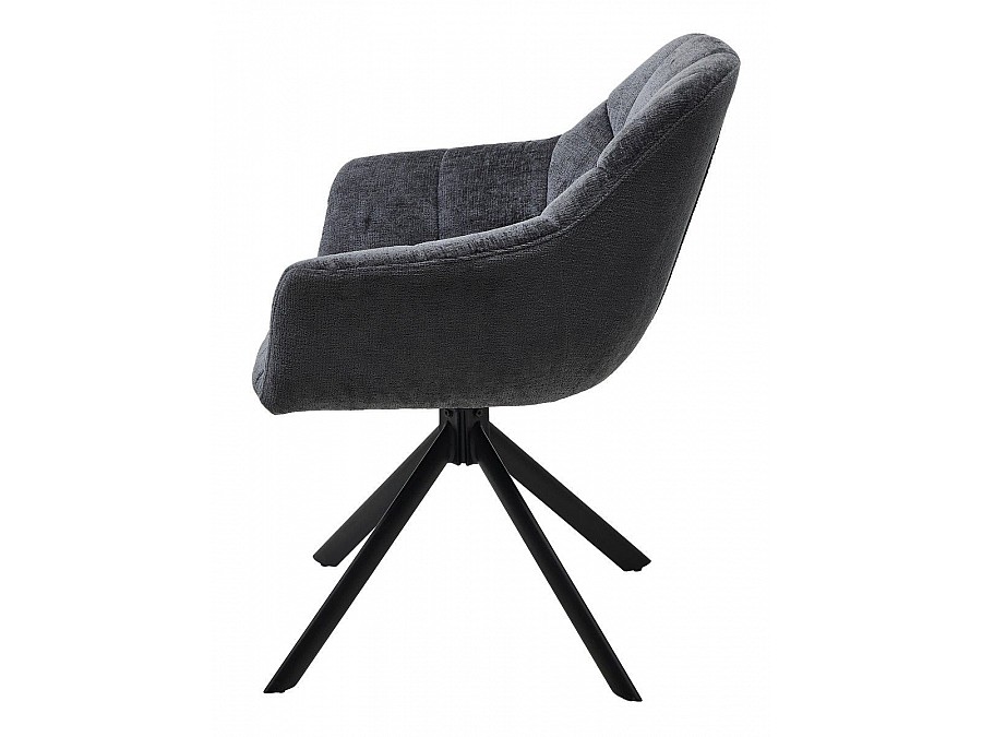 Стул Abba шенилл темно-серый, поворотно-возвратный механизм 180 градусов с возвратом