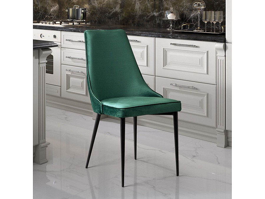 Стул Oliver, бархат зелёный 19/ чёрный конус