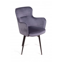 Стул c подлокотниками King, поворотный на 360 градусов, бархат серый 27