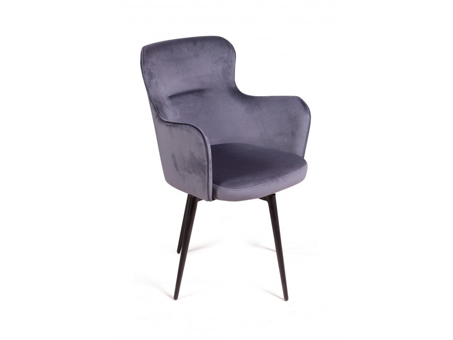 Стул c подлокотниками King, поворотный на 360 градусов, бархат серый 27