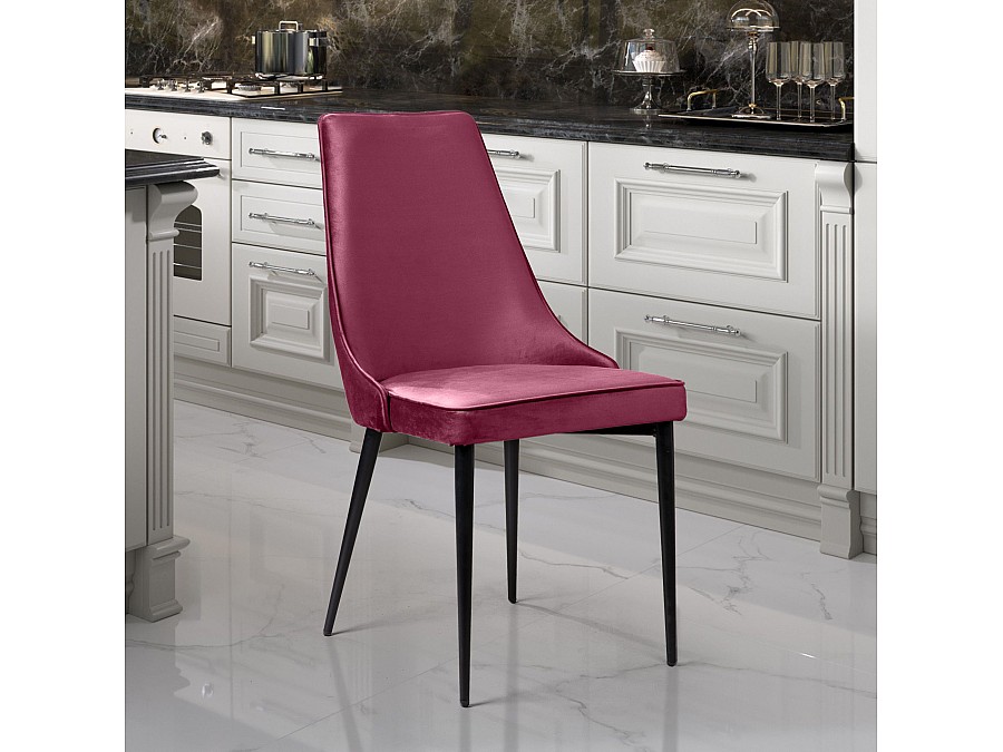 Стул Oliver, бархат красный 16/ чёрный конус