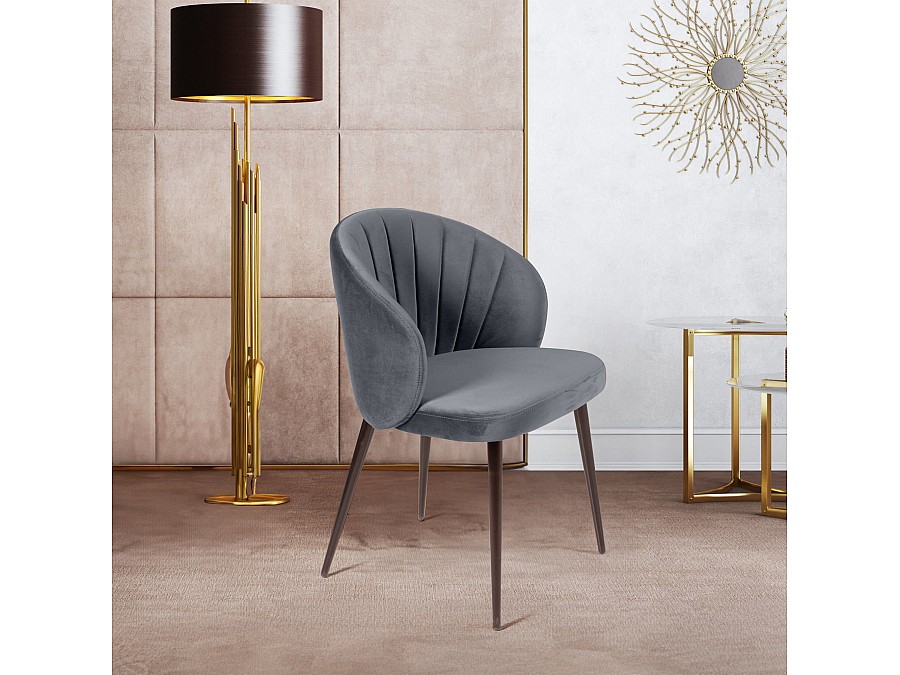 Стул Mont Blanc, бархат светло-серый 26 / черный конус