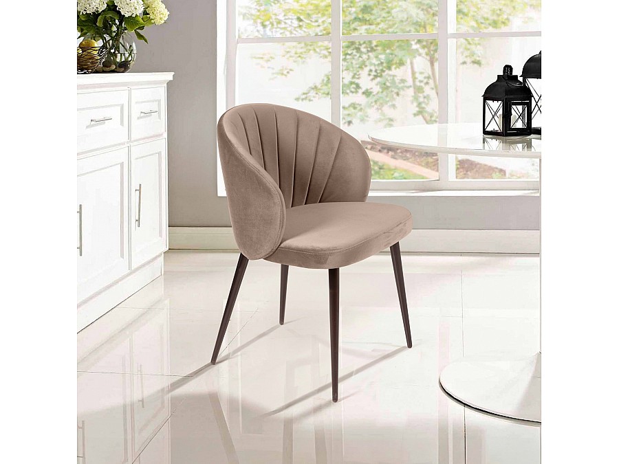 Стул Mont Blanc, бархат бежевый 5 / черный конус