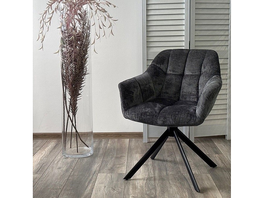 Стул Abba шенилл темно-серый, поворотно-возвратный механизм 180 градусов с возвратом