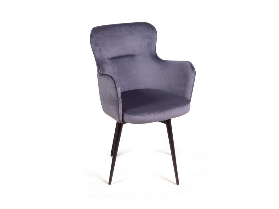 Стул c подлокотниками King, поворотный на 360 градусов, бархат серый 27