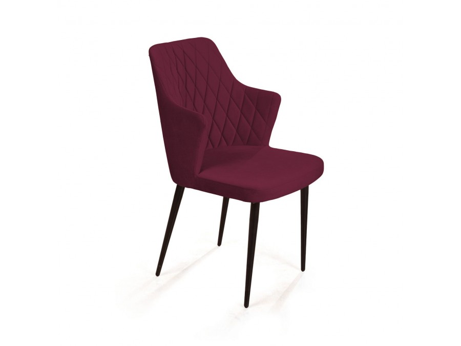 Стул с подлокотниками Hunt ромб, бархат красный 16 new / чёрный конус