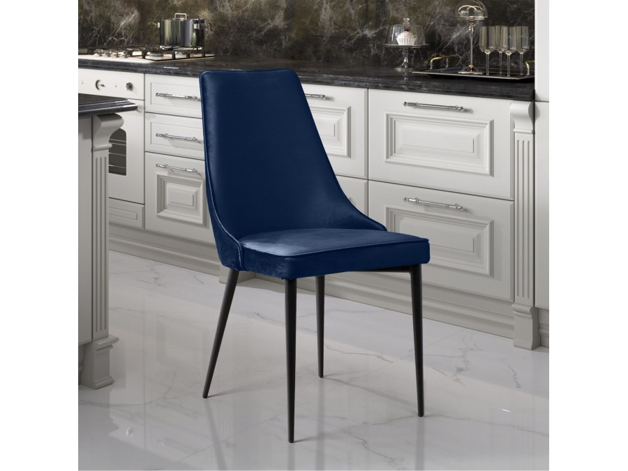 Стул Oliver, бархат синий 29/ чёрный конус