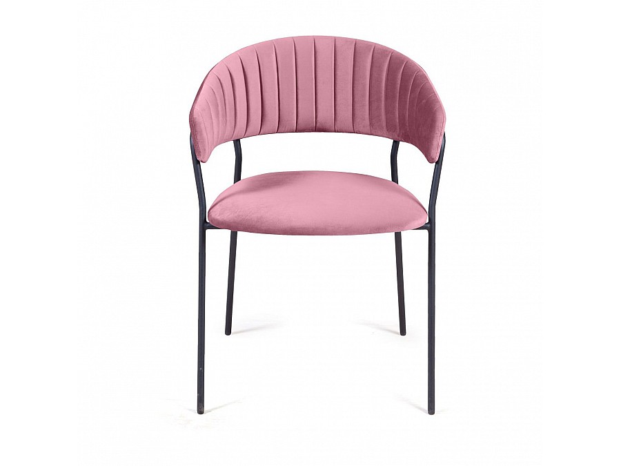 Стул Kelly с подлокотниками, бархат пудровый 15