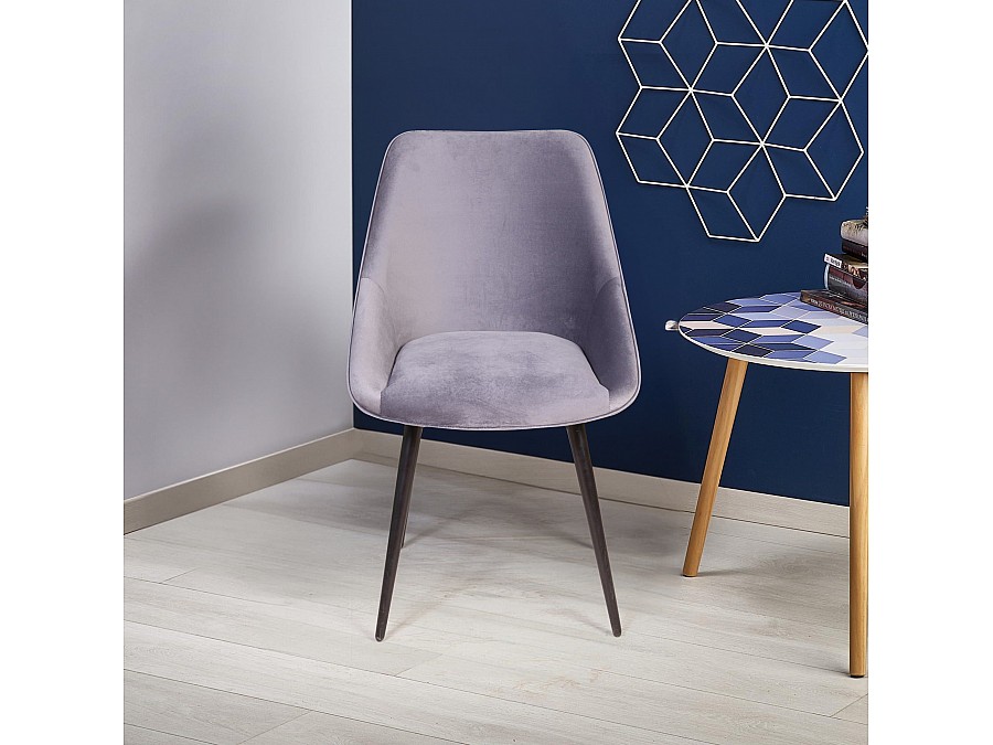 Стул Neo бархат светло-серый 26/опора конус