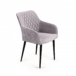 Стул с подлокотниками Robert, бархат светло-серый 26