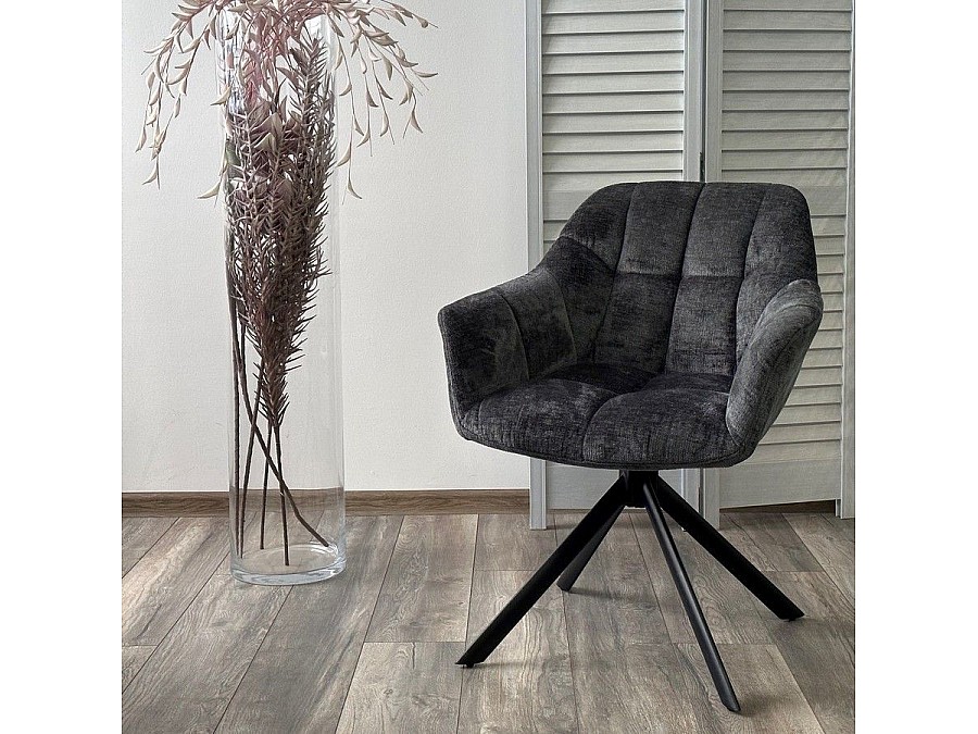 Стул Abba шенилл темно-серый, поворотно-возвратный механизм 180 градусов с возвратом