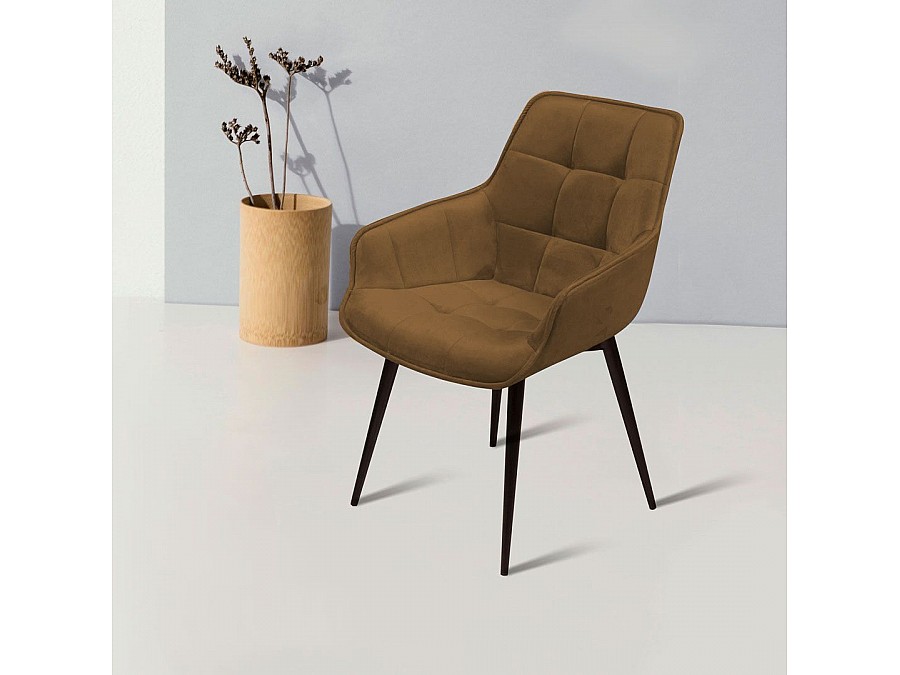 Стул с подлокотниками Capri, бархат коричневый 12 / опора конус