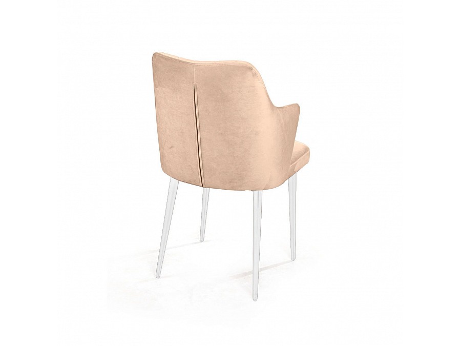 Стул с подлокотниками Hunt ромб, бархат бежевый 5 / белый конус