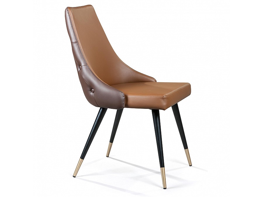 Стул Lucas, экокожа коричневый, золотистый декор на ножках
