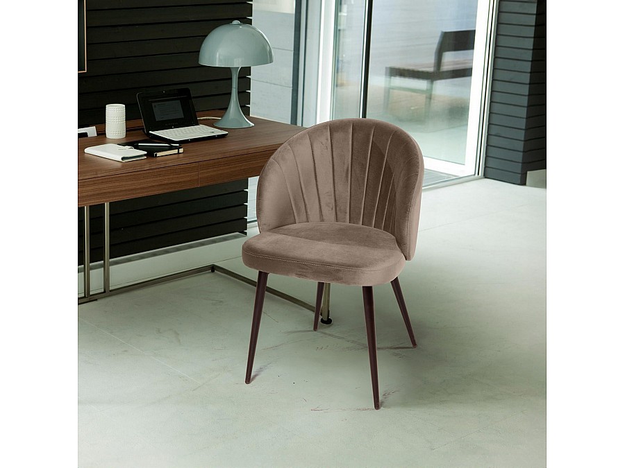 Стул Mont Blanc, бархат пепельно-бежевый 25 / черный конус