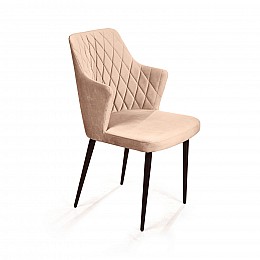 Стул с подлокотниками Hunt ромб, бархат бежевый 5 / чёрный конус
