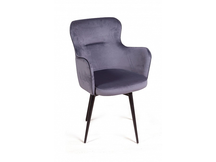 Стул c подлокотниками King, поворотный на 360 градусов, бархат серый 27