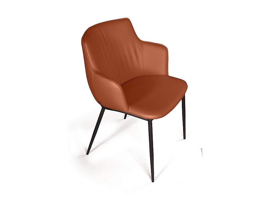 Стул с подлокотниками Sofia, экокожа soft-touch, терракот