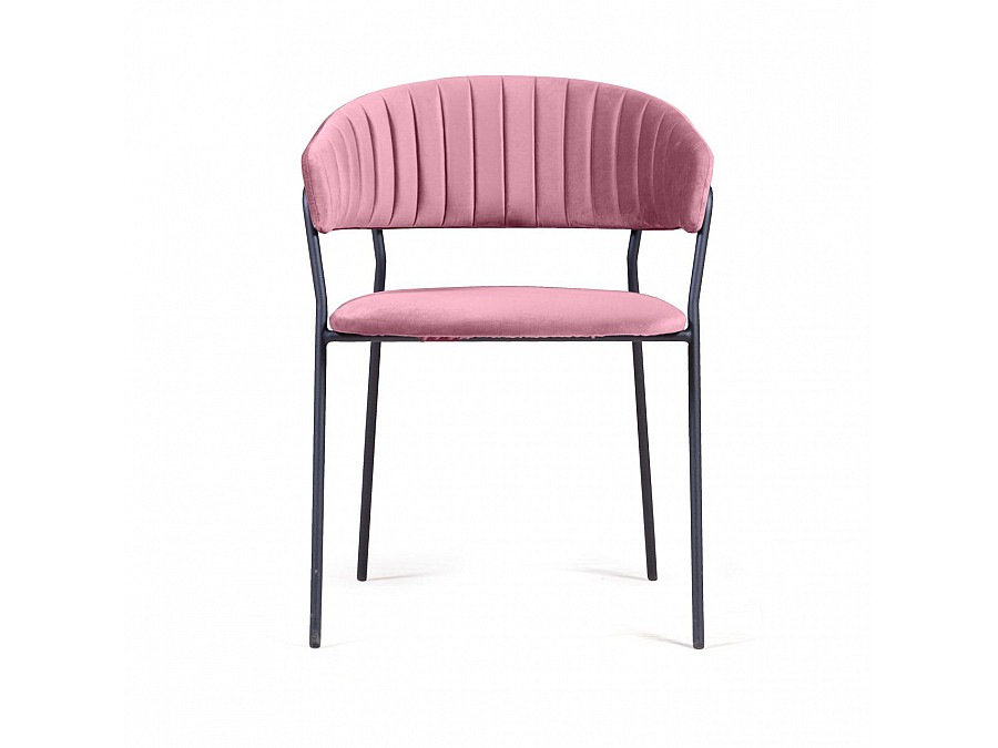 Стул Kelly с подлокотниками, бархат пудровый 15