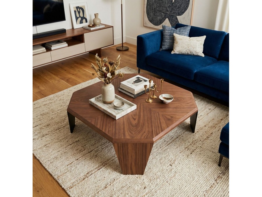 Журнальный столик Nidji 100х100х30, шпон орех