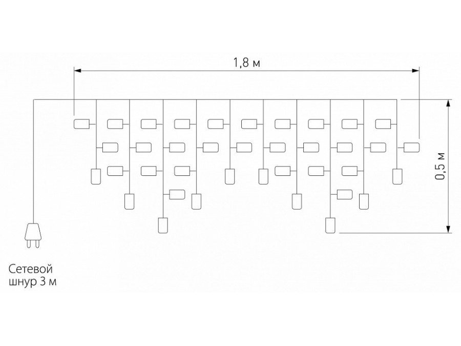 Бахрома световая Eurosvet 100-001 100-001 теплый белый 1,8*0,5м IP20