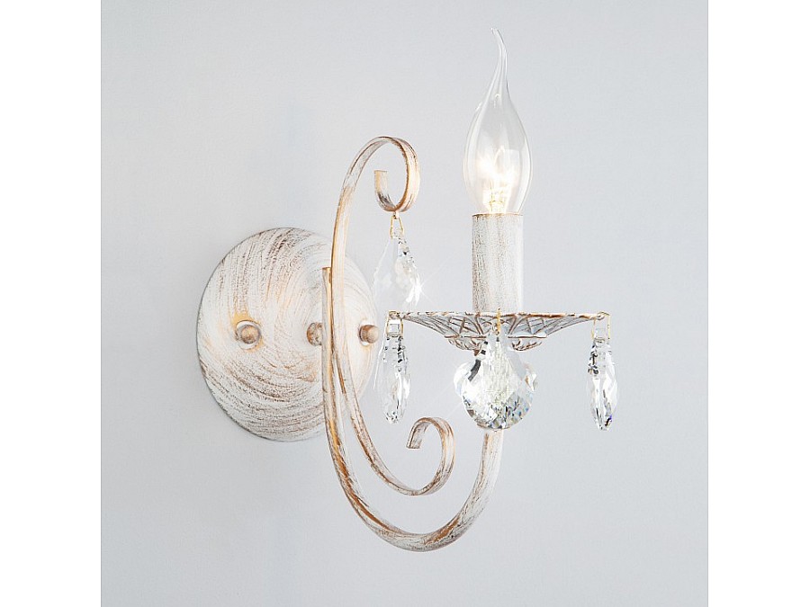 Бра Eurosvet Alda 3305/1 белый с золотом/прозрачный хрусталь Strotskis