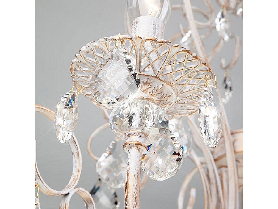 Подвесная люстра Eurosvet Alda 3305/12 белый с золотом/прозрачный хрусталь Strotskis