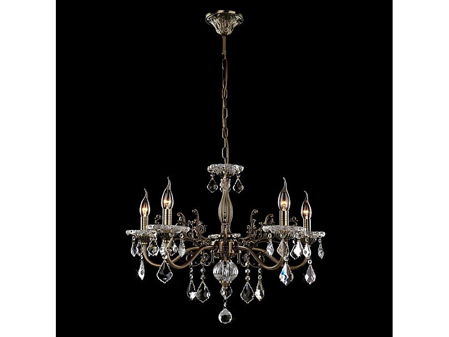 Подвесная люстра Eurosvet Elisha 3281/5 античная бронза/прозрачный хрусталь Strotskis