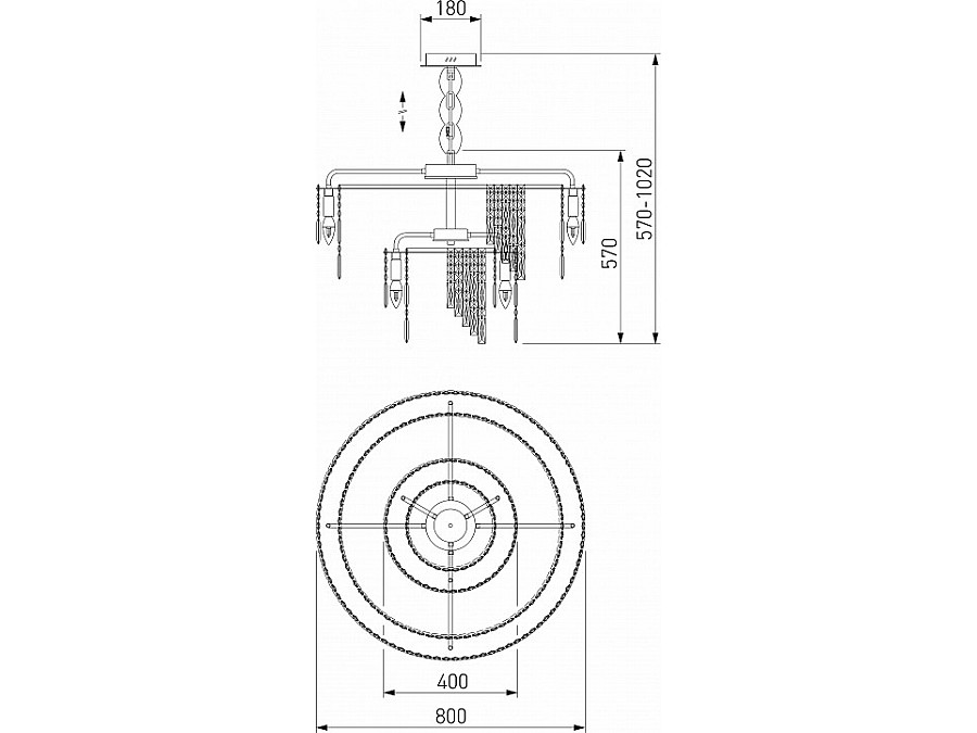 Подвесная люстра Eurosvet Blitz 60160 хром/ прозрачный хрусталь Strotskis
