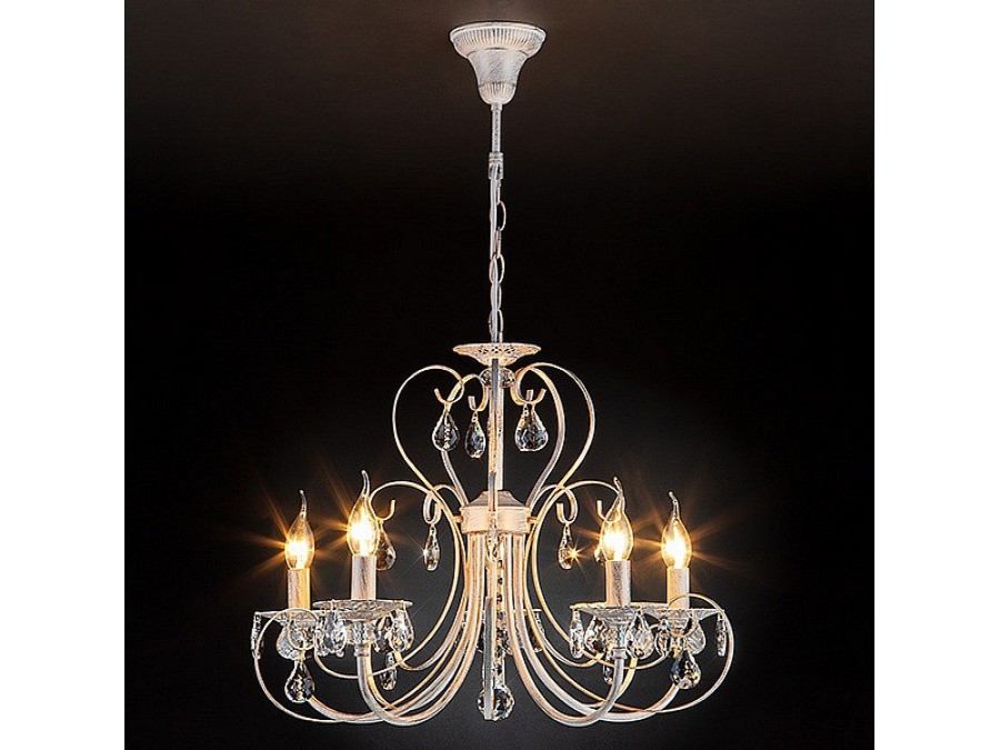 Подвесная люстра Eurosvet Alda 3305/5 белый с золотом/прозрачный хрусталь Strotskis