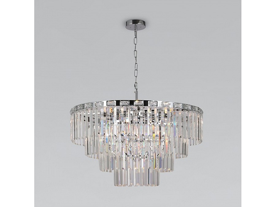 Подвесная люстра Eurosvet Elegante 10130/10 хром/прозрачный хрусталь Strotskis