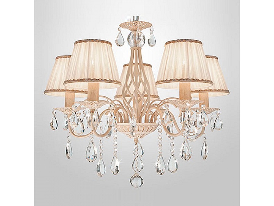 Подвесная люстра Eurosvet Amelia 10054/5 белый с золотом/прозрачный хрусталь Strotskis