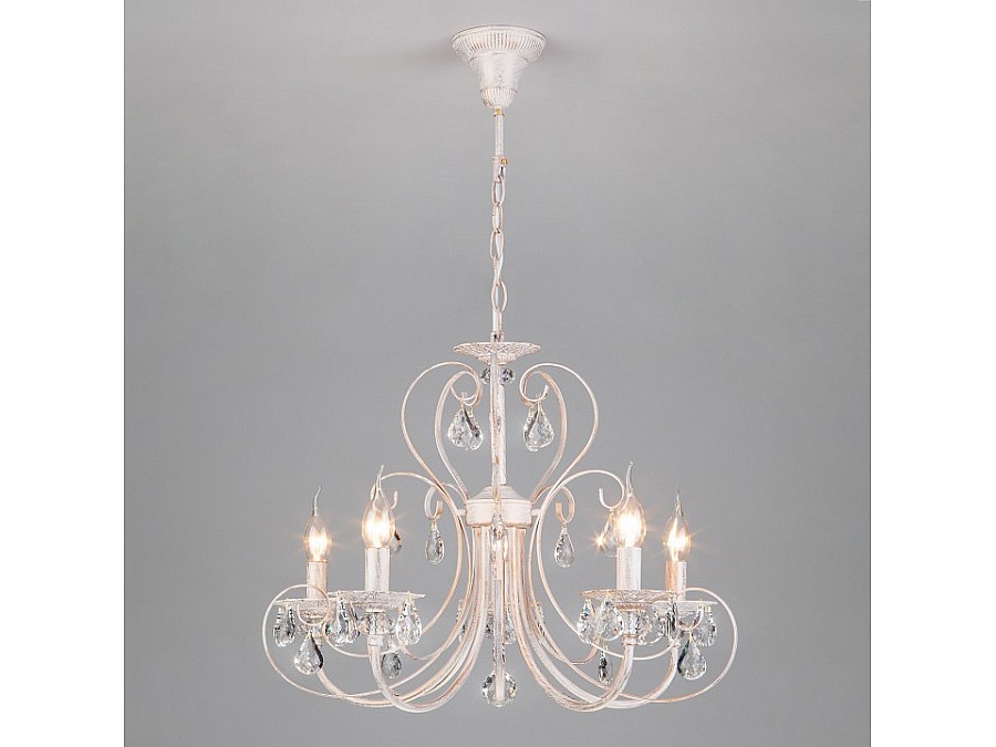 Подвесная люстра Eurosvet Alda 3305/5 белый с золотом/прозрачный хрусталь Strotskis